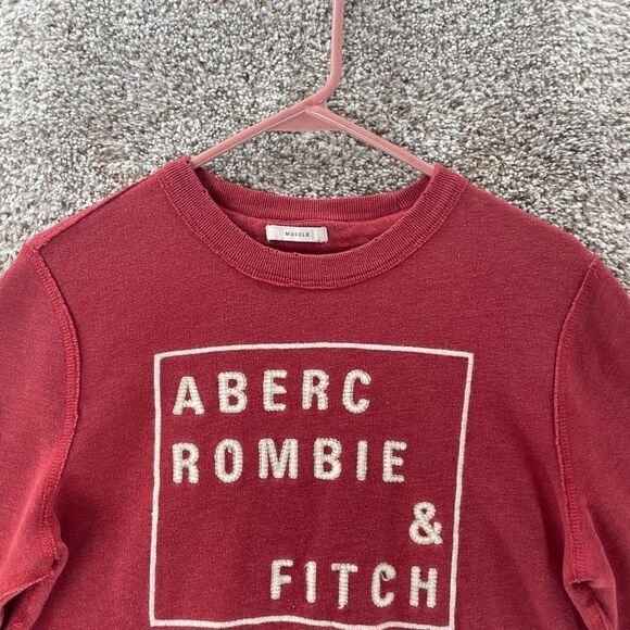Abercrombie & Fitch Sweatshirt Mens Small Red Muscle Embroidered Logo Preppy - Picture 4 of 10